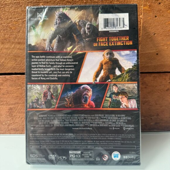 Godzilla x Kong: The New Empire Warner Bros Action & Sci-Fi Movie DVD 2024 NEW - Picture 2 of 3